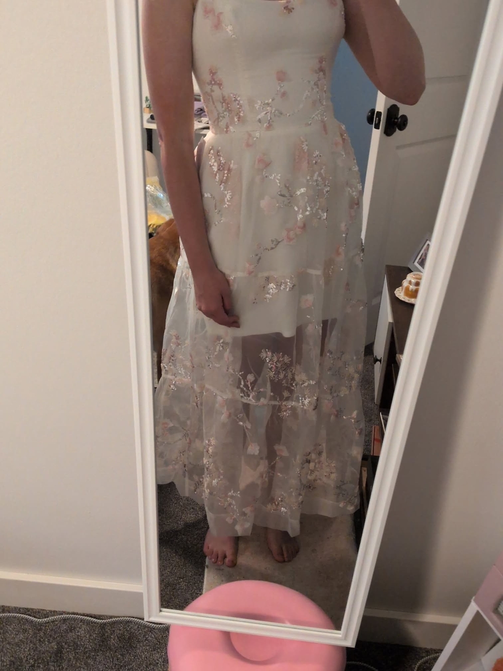 Romantic Blush Embroidered Spaghetti-Strap Midi Dress - Picture 3 of 3